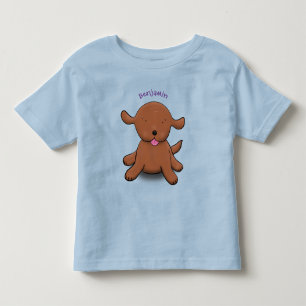 Camiseta Figura de desenho azul de cachorro feliz e bonito