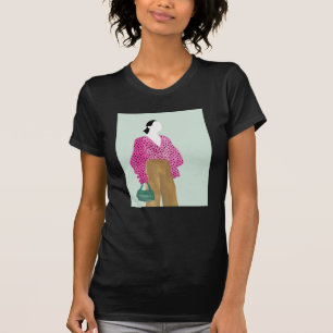 Camiseta Figura de Moda de Pé - Parte Superior da Bolinhas