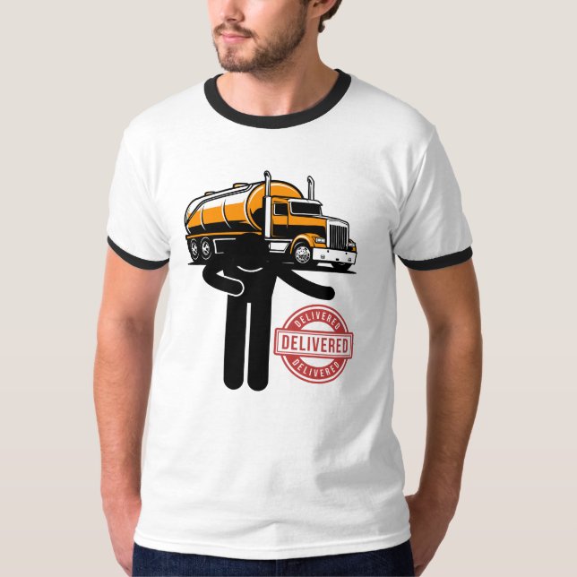 Camiseta Figura de Palito de Logística de Caminhão Tanque E (Frente)