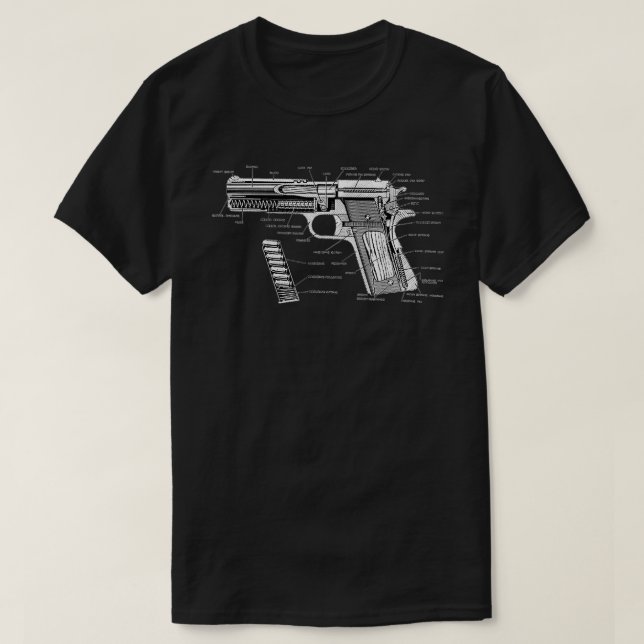 Camiseta Figura de peças Colt 1911 (Frente do Design)
