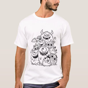 Camiseta Figura de personagens de monstro de desenho animad
