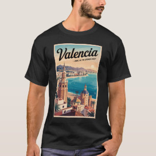 Camiseta Figura de Viagem de arte na costa da Espanha Valen