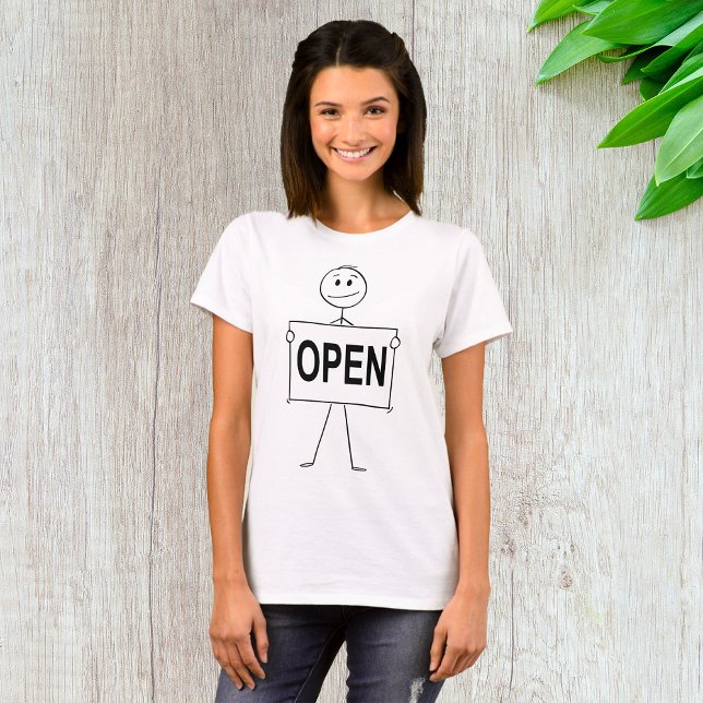 Camiseta Figura Engraçado Mantendo o sinal aberto (Criador carregado)