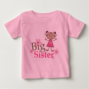 Camiseta Figura étnica menina da vara da irmã mais velha