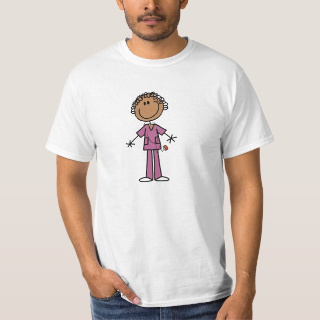 Camiseta Figura fêmea enfermeira da vara do afro-americano (Frente)