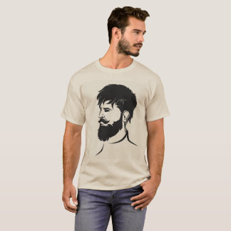 Camiseta figura masculina do hipster com barba
