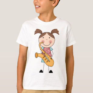 Camiseta Figura menina da vara com saxofone