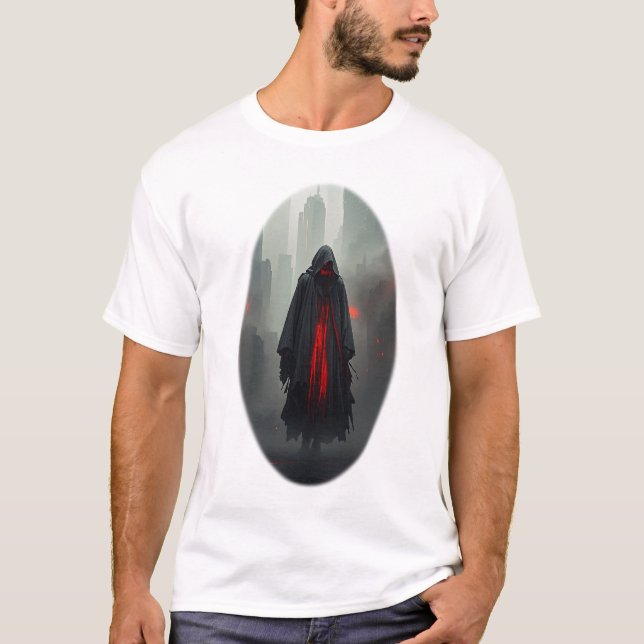 Camiseta Figura oculta escura na cidade de Neon (Frente)