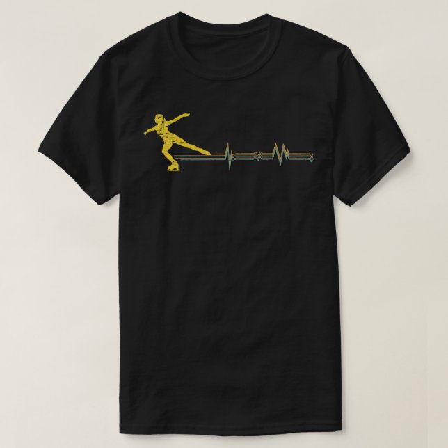 Camiseta Figura Patinando Linha Cardíaca EKG (Frente do Design)