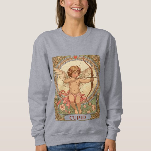 Camiseta Figura Quimérica de Cupido Com uma Grinalda e Flor (Frente)