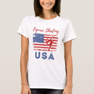 Camiseta Figura Skater USA Flag Ice Skater