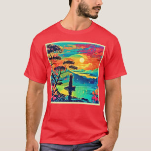 Camiseta Figura solitária no Sunset