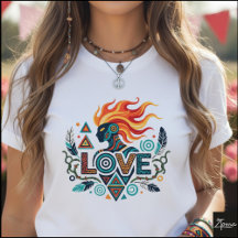 Figura Tribal Geométrica do Amor com Chamas