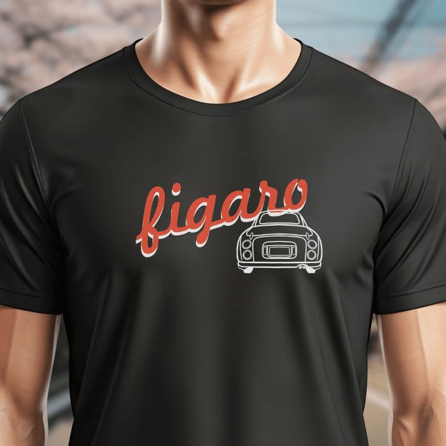 Camiseta Figuras Monoline Graphic Figaro Car Name Black (A fun figgy t-shirt perfect for lovers of Figaro cars (computer generated mockup))