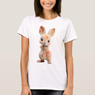 Camiseta Figurinha de Coelho Atraente com Efeito de Aquarel