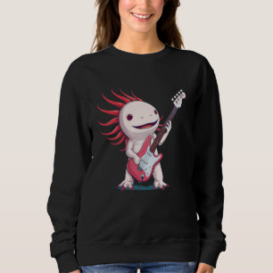 Camiseta Figurino Axolotl com guitarra elétrica