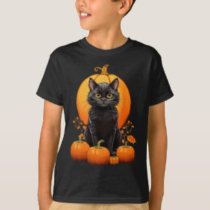 Camiseta Figurino De Abóbora De Abóbora De Gato Negro Para