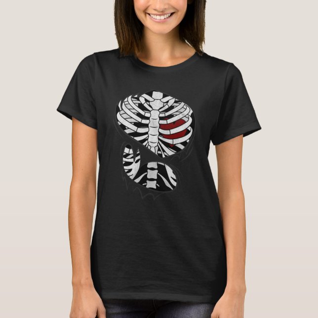 Camiseta Figurino De Coração Da Rib De Skeleton (Frente)