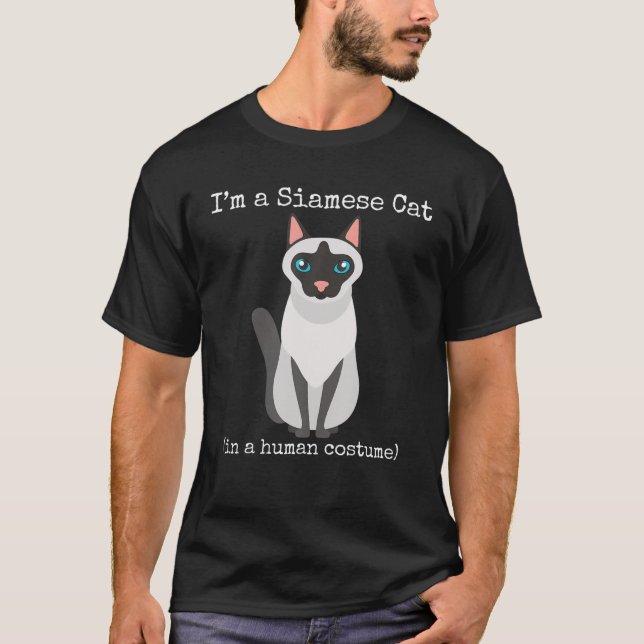 Camiseta Figurino de Gato Siamês Eu sou um Gato Siamês Em U (Frente)