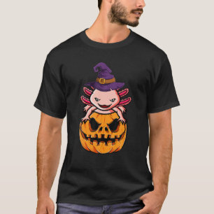 Camiseta Figurino De Halloween Axolotl Com Abóbora