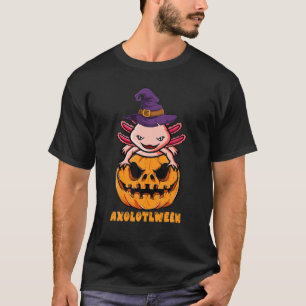 Camiseta Figurino De Halloween Axolotl Com Abóbora