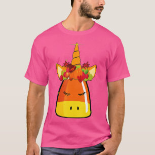 Camiseta Figurino de Halloween do Unicorn Face Candy Corn