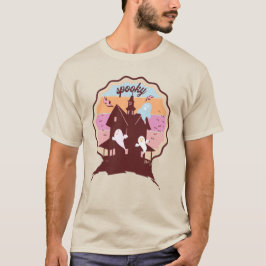 Camiseta Figurino de Halloween Retro Spooky, Fantasma da Ca