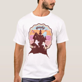 Camiseta Figurino de Halloween Retro Spooky, Fantasma da Ca