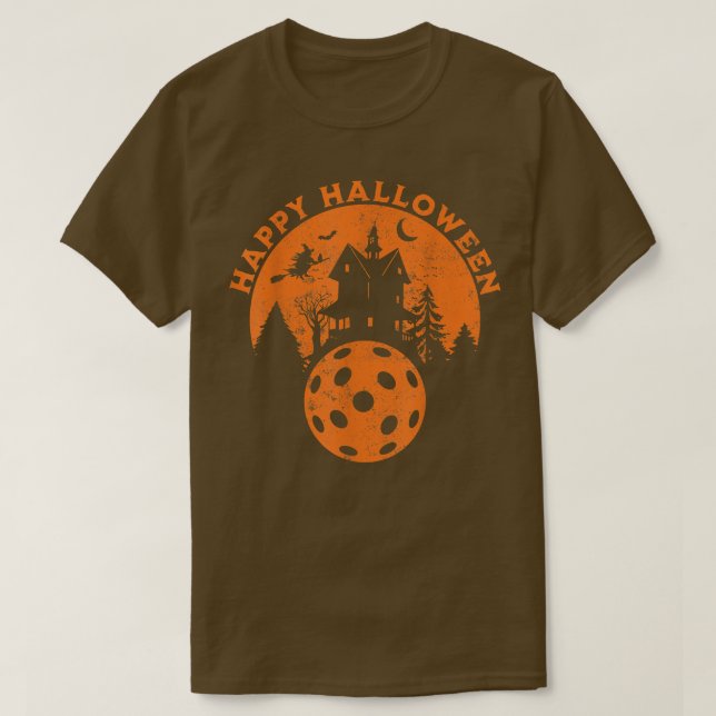 Camiseta Figurino de Pickleball de Halloween Assombrado (Frente do Design)