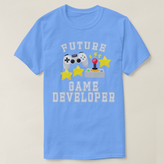 Camiseta Figurino do Desenvolvedor de Jogo Futuro para Adul (Frente do Design)