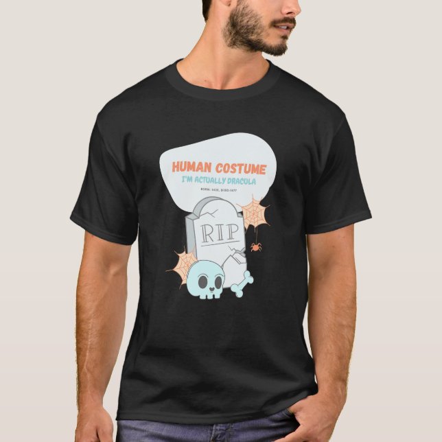 Camiseta Figurino Humano. Sou Dracula Halloween Funn (Frente)
