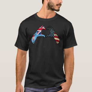 Camiseta Fiji American Flag USA Fijian Heart