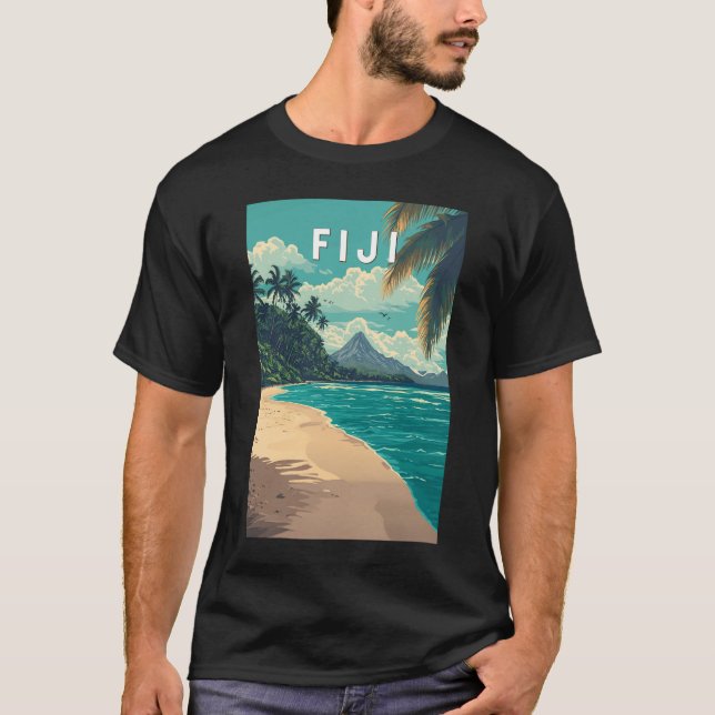 Camiseta Fiji Illustration Viagem Art Vintage (Frente)