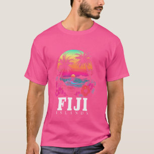 Camiseta Fiji Islands Hibiscus Flowers Beach Surfer Souveni