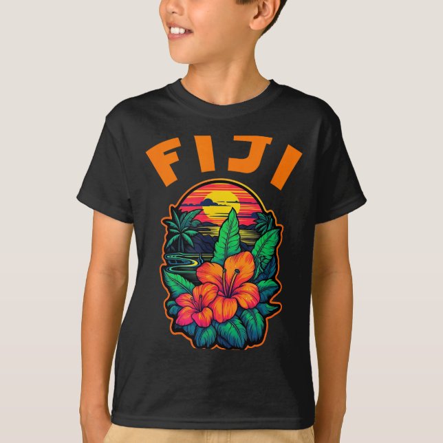 Camiseta Fiji Islands Pacific Ocean Trocal Flowers Beach Va (Frente)