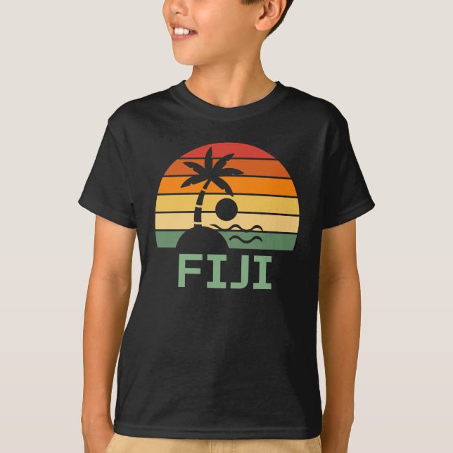 Camiseta Fiji Vintage Palm Trees Summer Beach (Frente)
