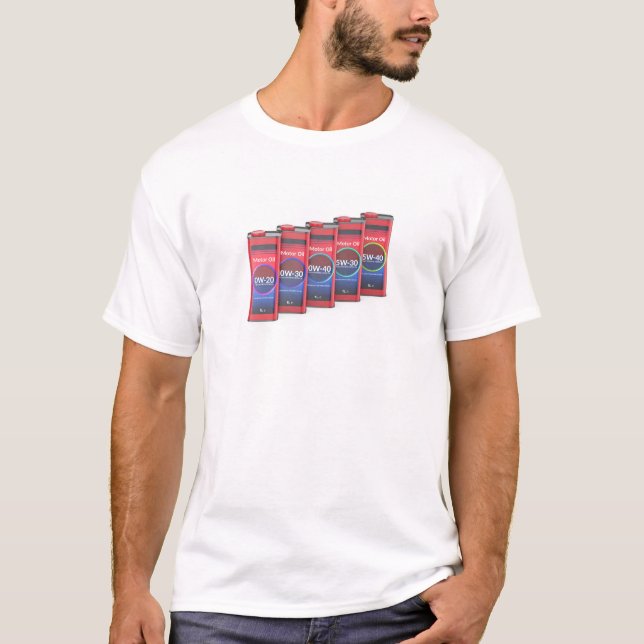 Camiseta Fila com diferentes óleos automóveis (Frente)