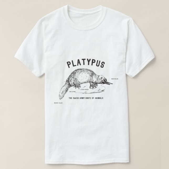 Camiseta Fila de Animais do Exército Suíço de Platypus (Frente do Design)