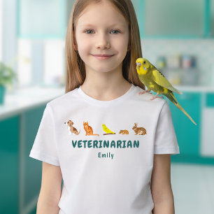 Camiseta Fila de Animais Veterinário Infantil Brincadeira d