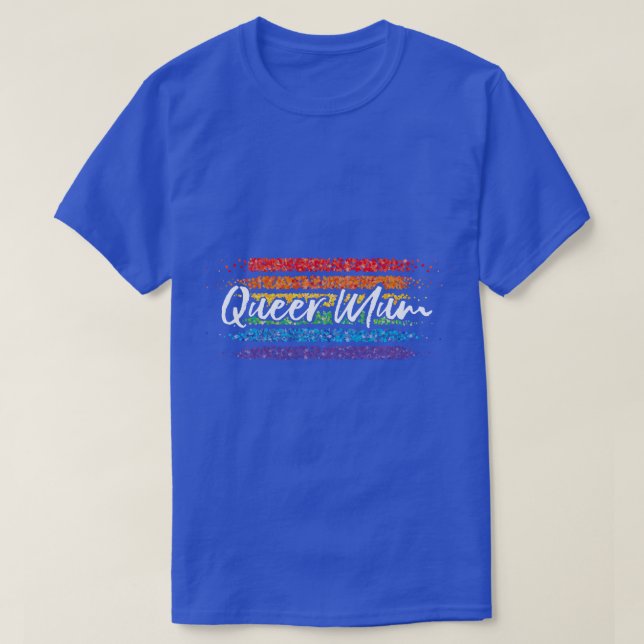 Camiseta Fila de Mãe Mãe Arco-Íris LGBTQ (Frente do Design)