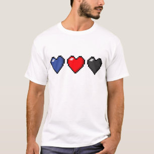 Camiseta Fila de Três Corações de Pixel de Sinalizador de O