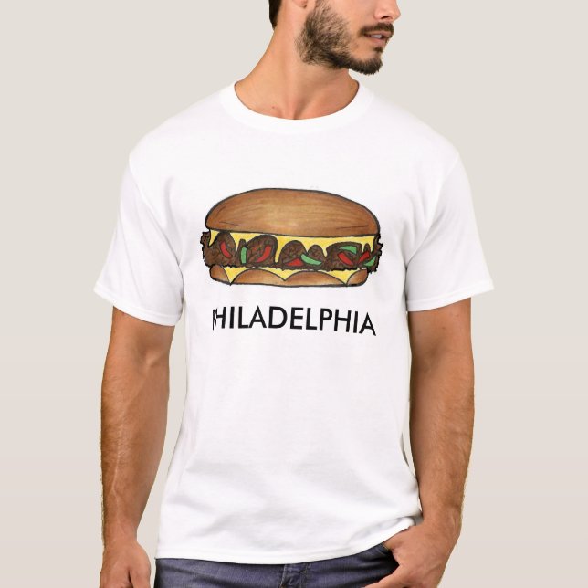 Camiseta Filadélfia Cheese Steak Philly Cheesesteak Comida (Frente)