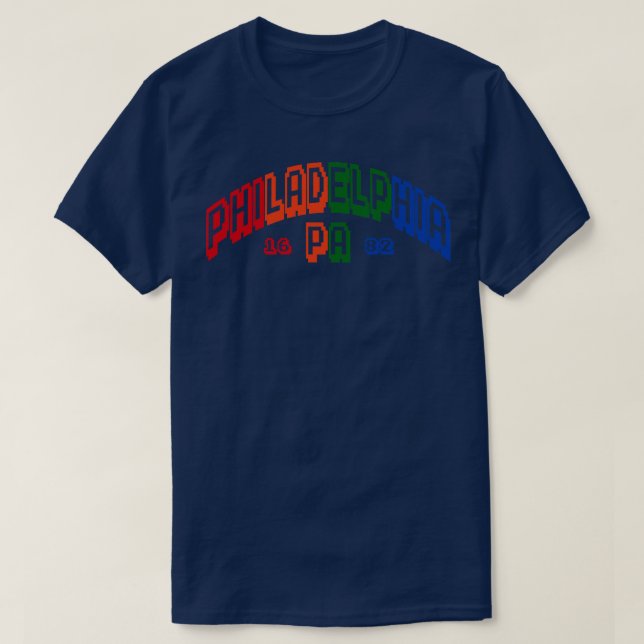 Camiseta Filadélfia - Classe de Cor do Espectro de 8 Bits d (Frente do Design)