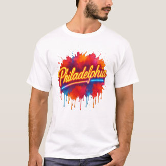 Camiseta Filadélfia Neon Street Art - Cor Negrito