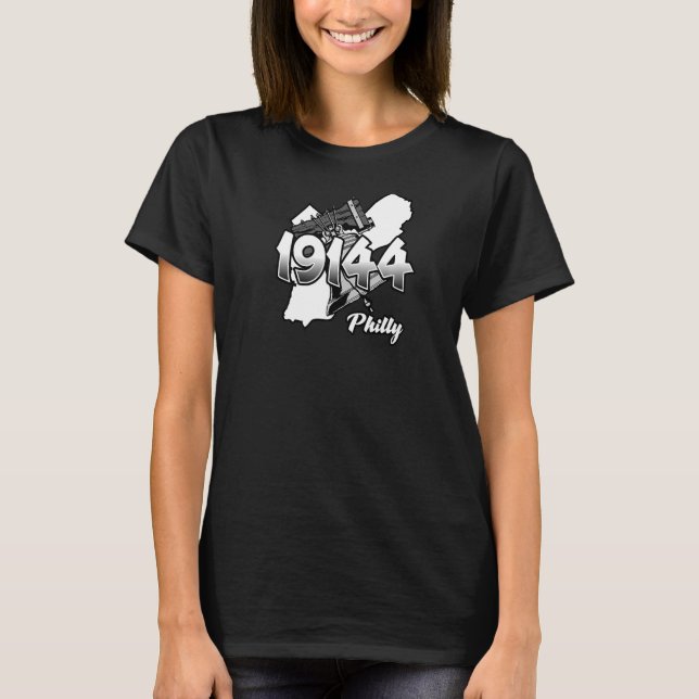 Camiseta Filadélfia Silhouette com CEP 19144 e Li (Frente)