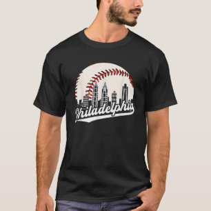 Camiseta Filadélfia Skyline Philly Cityscape Baseball Ret