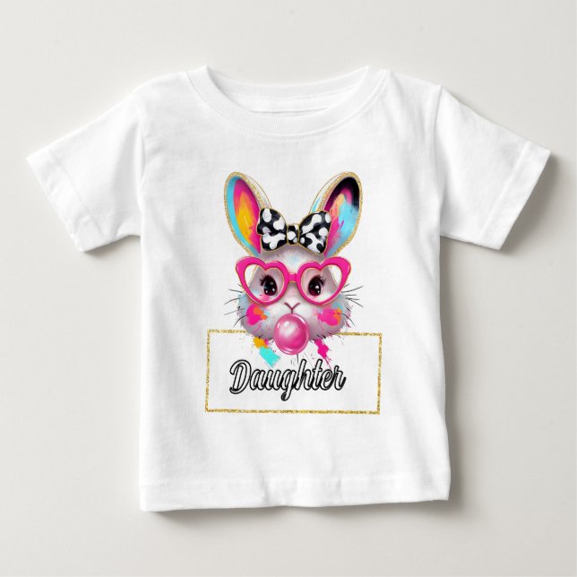 Camiseta Filha Bubble - Coelhinho da Páscoa (Frente)