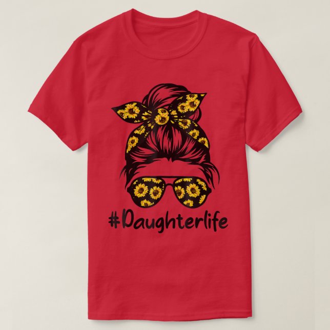 Camiseta Filha Clássica com Sunflower Messy Bun Moth (Frente do Design)