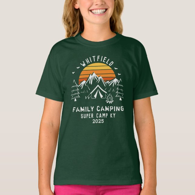 Camiseta Filha de Camping de Férias Familiares Personalizad (Frente)