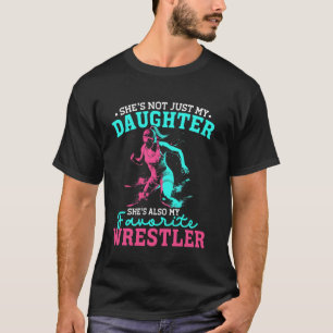 Camiseta Filha de Luta Livre Fofa Lutador Favorito Pai Mãe